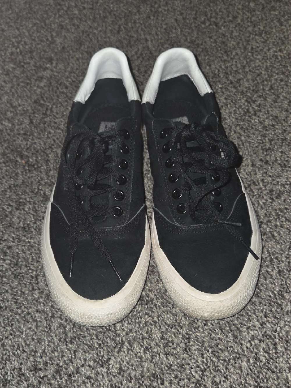 Adidas Womens Black Low-Top Suede Sneakers with White Trim